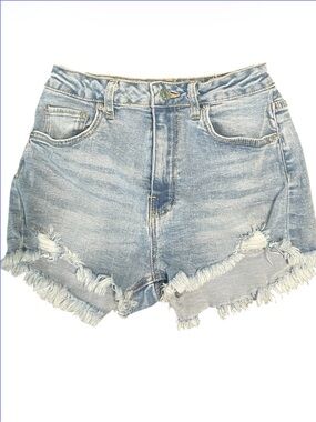 Love Tree Denim Light Wash Frayed Hem Denim Shorts
